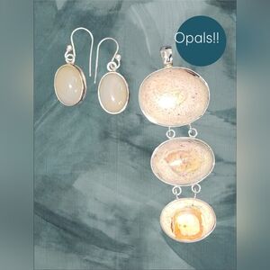 Elegant 925 Opal Jewelry Set